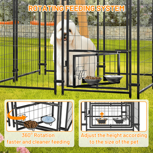 Outdoor Heavy Duty Dog Kennel with Safe Lock Design 4.23 X 3.83 X 4.83 Roof Welded Wire <b>Crate</b> for All Weather Protection - Product Image 6