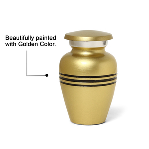 Urna Funeraria Pequeña de Aluminio, Pintada en Dorado, de Tres Bandas, para Guardar Cenizas, Urnas Estéticas para Recuerdos Funerarios - Product Image 3