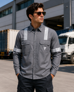 Chemise de travail réfléchissante pour hommes, uniforme personnalisé, manches longues, vêtements de sécurité, chemise utilitaire industrielle, fabricant en gros - Product Image 6