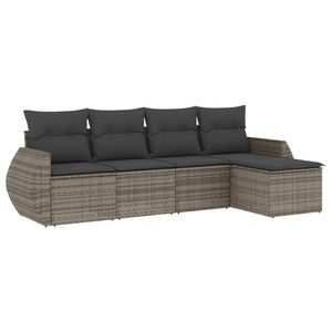 Conjunto de Sofá Mediano para Jardín, Ratán PE Gris con Acero con Recubrimiento en Polvo, Muebles Elegantes para Exteriores - Product Image 2