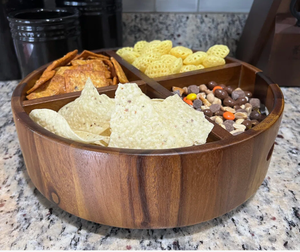 Bandeja Giratoria Redonda de Madera de Acacia, Organizador Giratorio de Almacenamiento, Bandeja Dividida en Múltiples Secciones, Lazy Susan de Acacia - Product Image 5