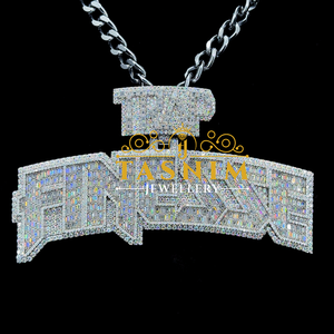 Pendentif Rose Iced Out de Qualité Supérieure en Argent Sterling 925, Collier de Mariage Hip Hop Flamme avec Diamant Moissanite, Fournisseur Indien - Product Image 1