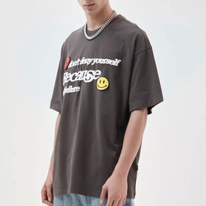 T-shirt décontracté pour homme, coupe classique, gris foncé, 100% coton, col rond, écologique, respirant, séchage rapide - Product Image 3