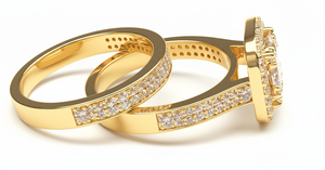 Bague de fiançailles de luxe en moissanite plaquée or 18 carats, bague de mariage avec diamants taille brillant rond, bague de demande en mariage pour femme - Product Image 5