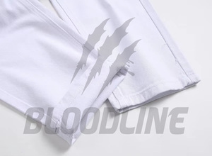 Jean en denim blanc coupe droite slim fit pour homme Bloodline, taille mi-haute, en coton, style décontracté été - Product Image 3