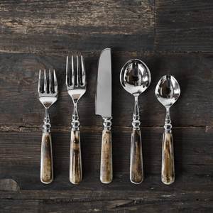 Juego de Cubiertos de Acero Inoxidable de Lujo con Mango de Hueso - Cuchara, Tenedor y Cuchillo Reutilizables, Ecológicos, Aptos para Lavavajillas, para Fiestas y Cenas - Product Image 2