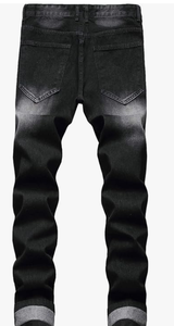 Jeans slim déchirés pour hommes, denim usé, pantalon skinny tendance - Product Image 4