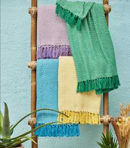 100% Woven Cotton Decorative Throw Blanket | Boho Tassel Fringe Sofa Throw | Handmade Textured Couch Throw Wholesale - Product Image 1