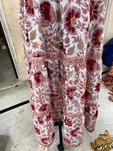 Vestido largo de algodón indio con estampado de bloque de mano, túnicas con cuello cuadrado floral con correa, vestido sin mangas con escote cuadrado - Product Image 4