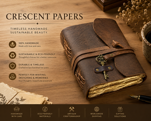 A5 Rustic <b>Leather</b> Journal with Brass Key | Vintage Paper <b>Diary</b> - Product Image 4