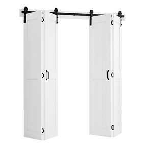 Porta Scorrevole a Soffietto in MDF 183x213 cm, Design Salvaspazio a Telaio a H, Preassemblata con Kit Ferramenta per Armadio Incluso - Product Image 1