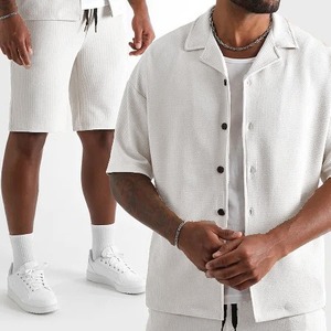 Ensemble de sport rayé pour homme été, t-shirt à manches courtes et short, tenue de sport décontractée, ensemble deux pièces en polyester à séchage rapide - Product Image 2