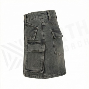 Jupes en jean vintage pour femmes, taille haute, en coton, style décontracté estival, couleur personnalisable, vêtement moderne - Product Image 3