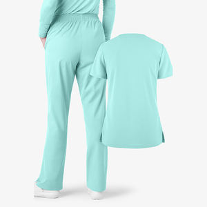 Tenue d'infirmière personnalisée en gros, design uni, nouvelle collection, multi-poches, taille élastique, col en V, pour femmes - Product Image 4