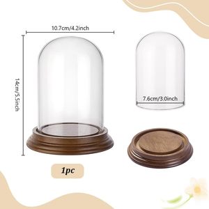 Base Redonda de Madera con Cúpula de Cristal para Mini Ramos de Flores, Decoración del Hogar, Regalo de Boda - Product Image 2