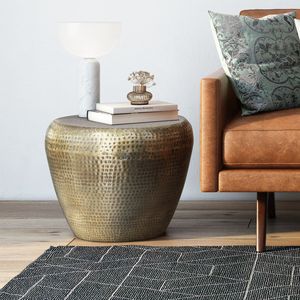 Antique <b>Gold</b> Preston Metal <b>Side</b> <b>Table</b> Elegant Living Room Furniture - Product Image 6