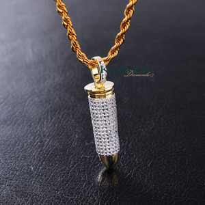 Colgante de Lujo Unisex de Plata 925 Bañado en Oro de 18K con Moissanita de Corte Brillante Redondo y Diseño de Púa Estilo Hiphop para Uso Diario - Product Image 4