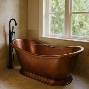 Bañera tradicional de cobre, ideal para baños rústicos de estilo granja, con tonos metálicos cálidos y naturales que aportan encanto. - Product Image 5