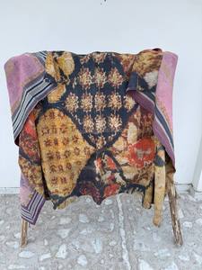 Handcrafted Persian Kantha <b>Quilt</b> Vintage Cotton Bedspread Reversible <b>Throw</b> Blanket Ethnic Bohemian Decor - Product Image 3