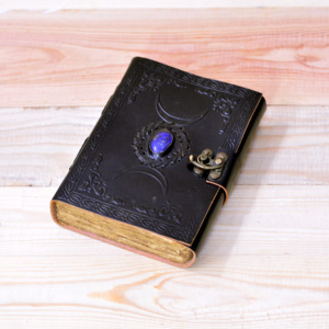 Custom Logo Handmade Genuine Leather Hardcover Sun Moon Journal Diary Acid Free Pencil Cotton Deckle Edges Wholesale Factory - Product Image 3