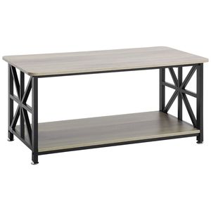 40 \ "agriturismo rettangolare tavolino aperto vano portaoggetti in legno stile rustico marrone nero per soggiorno appartamento - Product Image 1