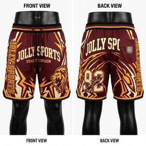 Mens Basketball Shorts 180 GSM Premium Polyester <b>Mesh</b> Brown Black Side Panel Rhinestone Heat Transfer Custom Logo men's shorts - Product Image 5