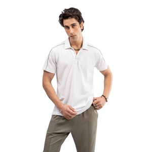 Polo Blanco Personalizado para Hombre con Ribete en Contraste, Manga Corta, Algodón Piqué, Polo de Golf, Fabricante al por Mayor - Product Image 5