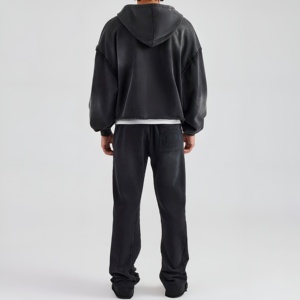 Premium Men's Acid Wash Tracksuit Breathable Fabric Sports Jogging <b>Zip</b> <b>Jacket</b> Pants Set Plus Size Streetwear OEM Trendy Hot <b>UP</b> - Product Image 3