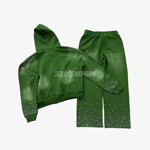 Conjunto de Sudadera con Capucha y Pantalones Deportivos con Pedrería para Hombre, Ropa Urbana Informal - Product Image 2