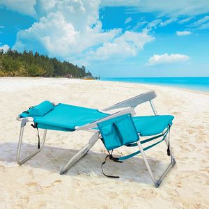 Sedia da Spiaggia Verde Menta 100kg 63*70*99cm Rialzata con Tessuto Oxford e Tubo in Alluminio Bianco Argento Capacità di Carico-100kg - Product Image 5