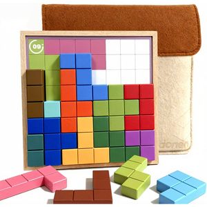 Gioco di Memoria per Anziani con Demenza, 40 Tessere in Legno a Doppia Faccia con Divisorio in Feltro e Borsa Portaoggetti, Gioco da Tavolo per Adulti Anziani - Product Image 1