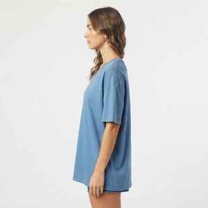 Women's <b>Blue</b> V-Neck Short <b>Sleeve</b> T-Shirt Loose Fit 100% Cotton Casual Jersey Logo <b>Top</b> - Product Image 5