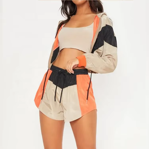 Hot Sale <b>Women's</b> 100% Nylon Embroidered Button Two Piece Short Tracksuit Set with Zip-Up Windbreaker <b>Jacket</b> Reasonable Price - Product Image 6