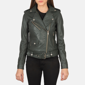 Chaquetas de Cuero Genuino de Alta Calidad para Mujer, Chaquetas Bomber de Motocicleta al por Mayor para Chicas, Cuello Camisero, Logotipo Personalizado, Nuevas - Product Image 1