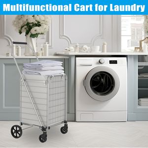 Carrito de Compras Plegable de Doble Cesta con Ruedas Giratorias de 360 Grados y Estante, Carritos de Supermercado - Product Image 2