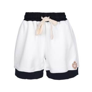 Ready Ship Darius Chaiko House 100% Cotton French Terry Breathable Elastic Mid Waist Embroidered Moto Biker Shorts Navy