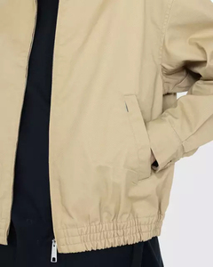 Blouson Bomber en Toile Beige pour Homme, Col Rabattu, Fermeture Éclair, Coupe Courte, Poches, Veste en Toile pour l'Automne - Product Image 6
