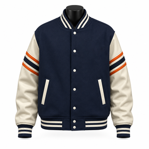 Chaqueta Varsity de Lana al por Mayor con Mangas de Cuero PU, Chaqueta Letterman Personalizada - Product Image 1