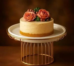 Soporte de Exhibición para Pasteles de Alta Calidad, Bandeja Circular de Metal Natural, Soporte para Pastel de Bodas para Decoración de Panadería y Cocina - Product Image 4