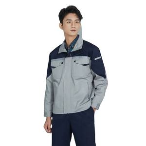 Workshop Logo Custom Breathable Anti-static <b>Reflective</b> Polyester Cotton Work Uniform Coverall Jacket Set with Zipper <b>Top</b> Pant - Product Image 4