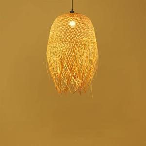 Luminaire suspendu en rotin pour cuisine, abat-jour en bambou, éclairage tissé à la main, décoration en bois, luminaire suspendu moderne pour plafond - Product Image 4