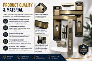 KELLTON Modern Antique Brass Zinc Alloy Mortise Door Handle <b>Lock</b> Set Heavy Duty Two-Tone Wooden Door <b>Locks</b> Rust Resistant - Product Image 2