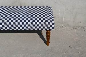 Otomana Tradicional Tapizada en Algodón 100% Ecológico, Hecha a Mano, Azul, para Sala de Estar, Entrada, Dormitorio, Apartamento, para Todas las Estaciones - Product Image 4