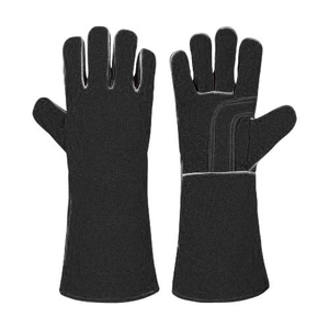 Customizable Durable Reinforced Cowhide Split Leather <b>Gloves</b> Reflective Safety Construction Abrasion Resistant Welding Hand - Product Image 6