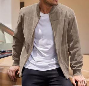 Blouson Bomber Homme Décontracté à Capuche Imperméable Col Montant Fermeture Éclair Coupe Droite Couleur Unie pour l'Automne - Product Image 1