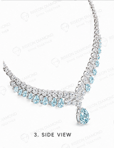 Elegante Collar de Oro Blanco con Diamantes Azules en Forma de Pera, Diamante Redondo Central de 18K, Joyería Fina de Lujo para Novia, Cóctel, Estilo Real, Hecho a Mano - Product Image 6