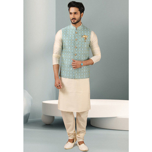 <b>Men</b> Plain Cotton Traditional Shalwar Kameez Elegant Everyday Outfit Comfortable Full Sleeve Design - Product Image 3
