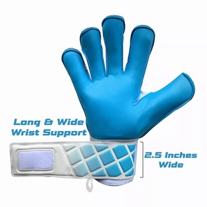 Guantes de Portero de Fútbol Azules de Cuero PU, Dedos Completos, Antideslizantes, Transpirables, Correa de Muñeca Ajustable, Guantes Deportivos Unisex - Product Image 4