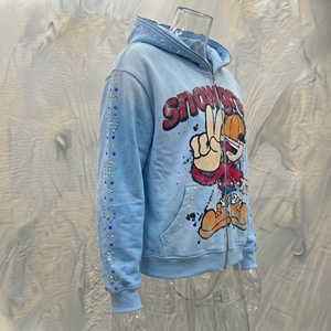 เสื้อฮู้ดซิป Snowgrace ลายการ์ตูนประดับเพชรทรงโอเวอร์ไซส์สำหรับผู้ชาย สไตล์ฮิปฮอป สีฟ้าอ่อน เหมาะสำหรับฤดูหนาว - Product Image 2