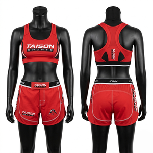 Conjunto Deportivo Premium de 220 GSM en Poliéster y Spandex, Top Deportivo y Pantalones Cortos, Diseño con Paneles Azul y Negro, Logotipo Personalizado con Transferencia Térmica, Ropa Deportiva - Product Image 5